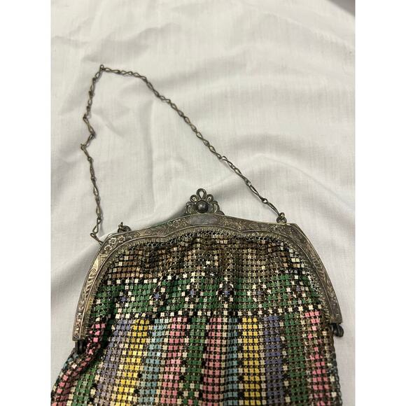 Whiting &Davis Ornate Art Deco Chain Mail Metal Mesh Purse Mid Century RARE GS - Picture 5 of 7